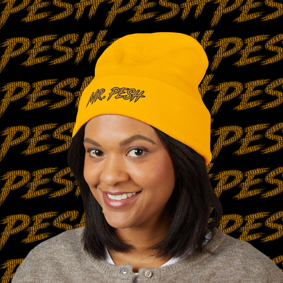 Embroidered 'MR. PESH' Cuffed Beanie