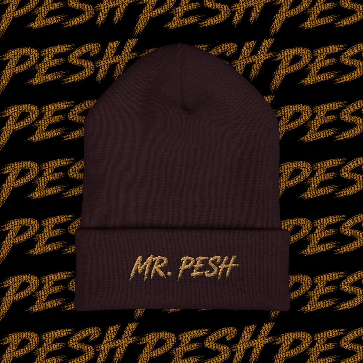 Embroidered 'MR. PESH' Cuffed Beanie