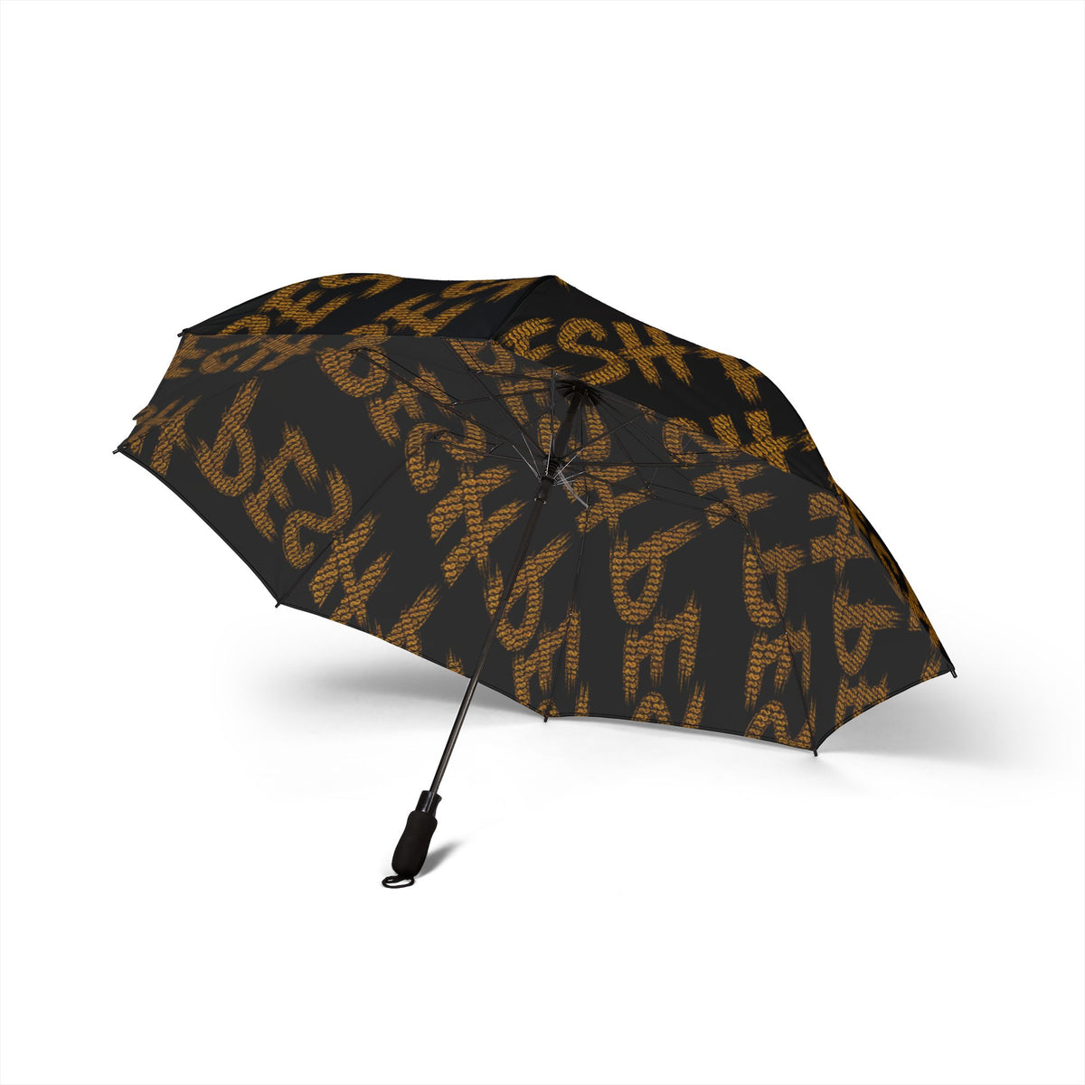 Leopard Script Foldable Umbrella — Compact Semi-Automatic Rain Parasol