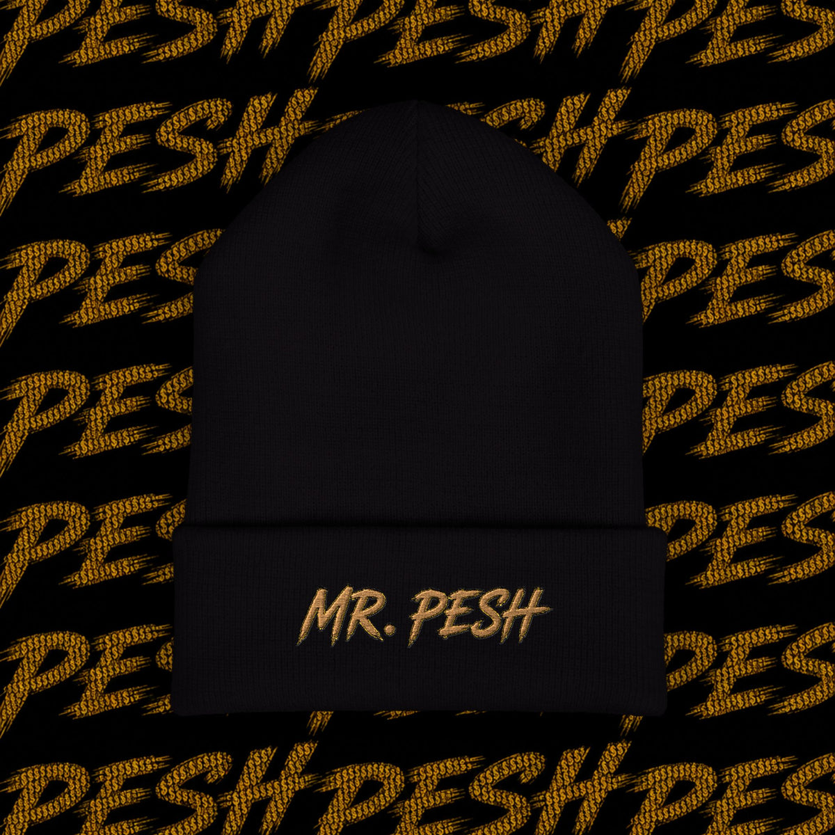 Embroidered 'MR. PESH' Cuffed Beanie