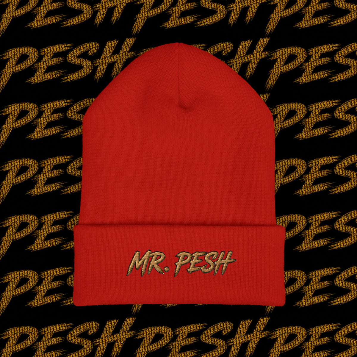 Embroidered 'MR. PESH' Cuffed Beanie