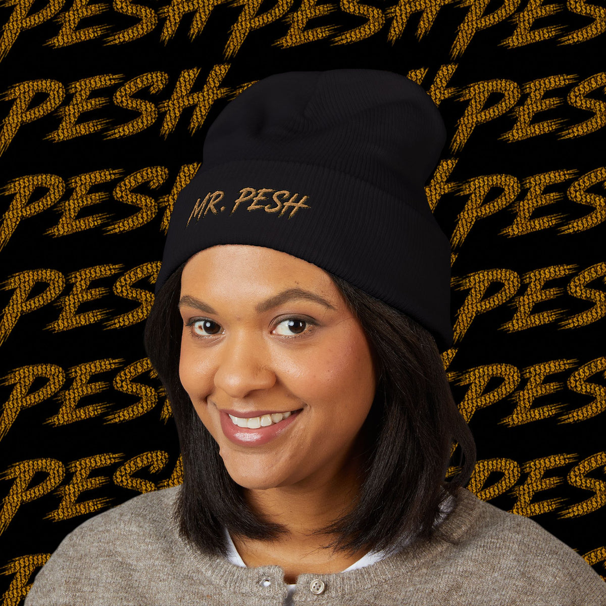 Embroidered 'MR. PESH' Cuffed Beanie