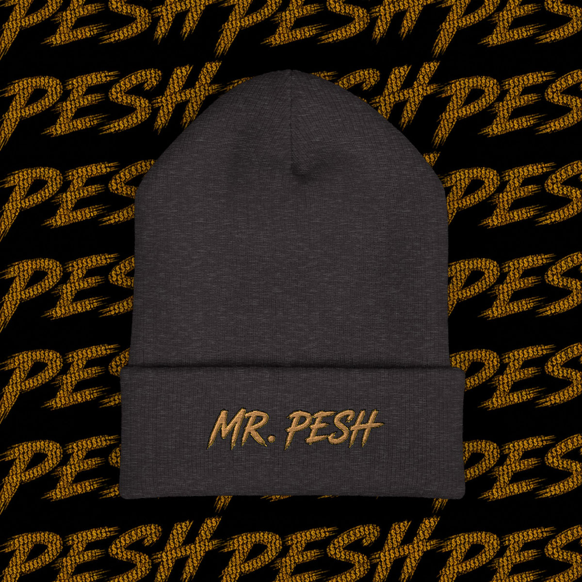 Embroidered 'MR. PESH' Cuffed Beanie