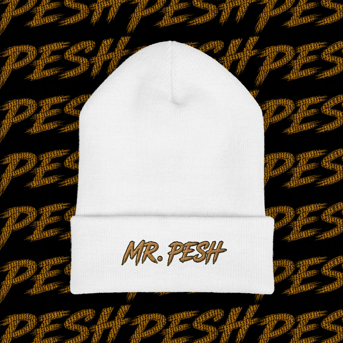 Embroidered 'MR. PESH' Cuffed Beanie