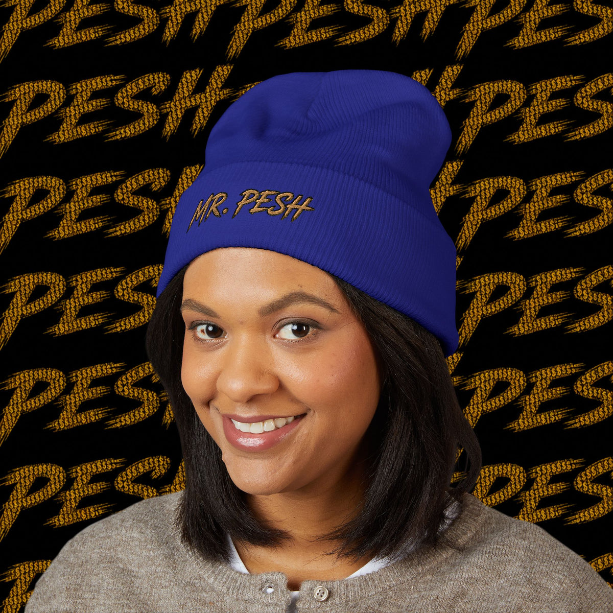 Embroidered 'MR. PESH' Cuffed Beanie