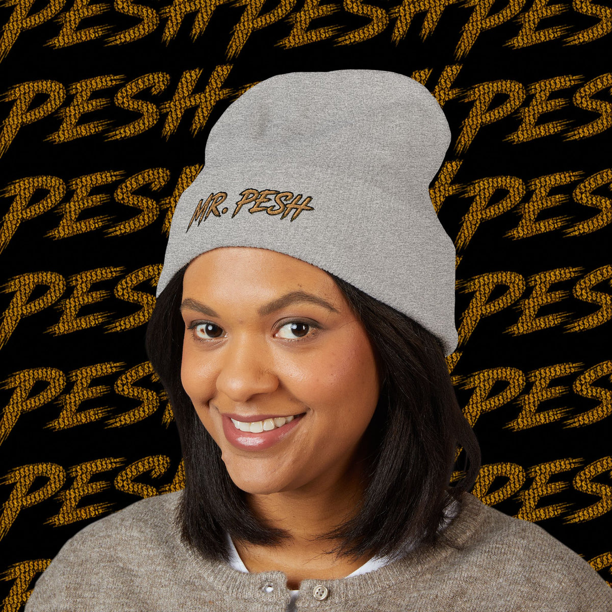 Embroidered 'MR. PESH' Cuffed Beanie