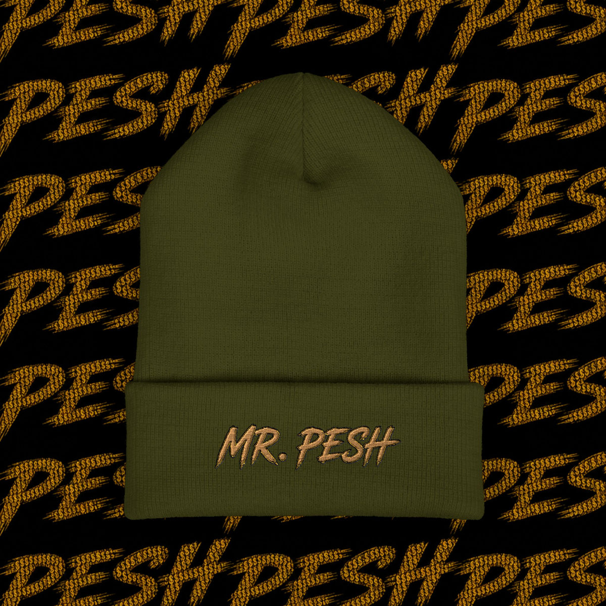 Embroidered 'MR. PESH' Cuffed Beanie