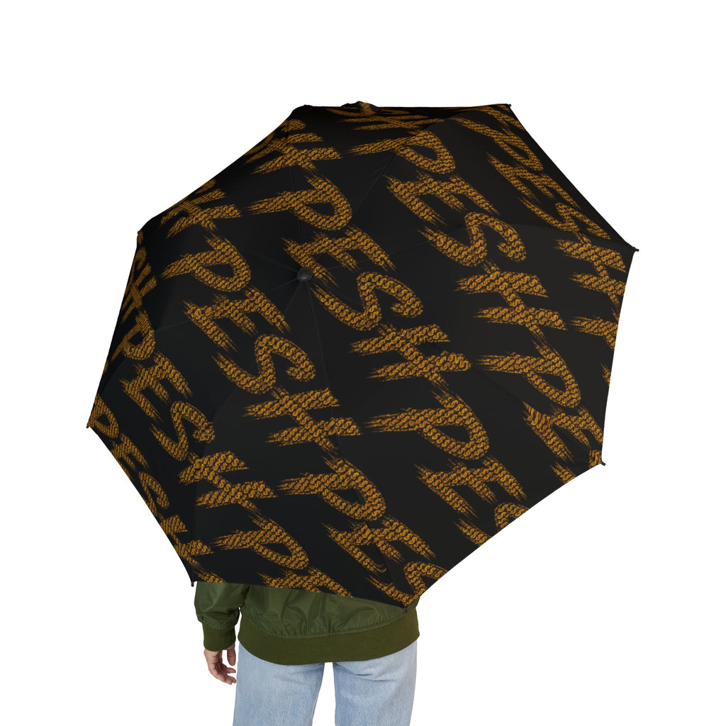 Leopard Script Foldable Umbrella — Compact Semi-Automatic Rain Parasol