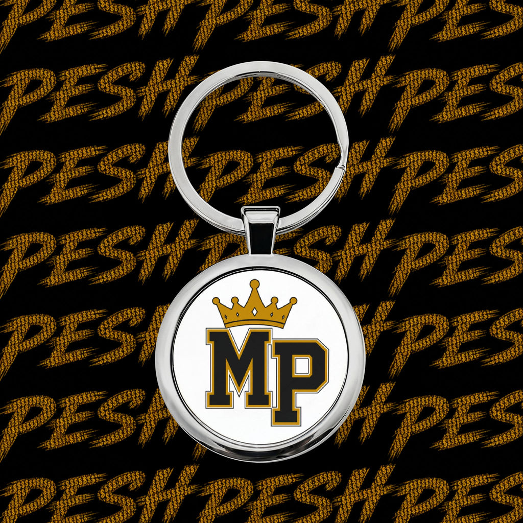 MP Crown Round Stainless Steel Keychain — Personalized Monogram Keyring