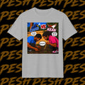 Graphic T-Shirt — 'CAHS vs KEAN' Comic Battle Tee (Pesh Back Logo)