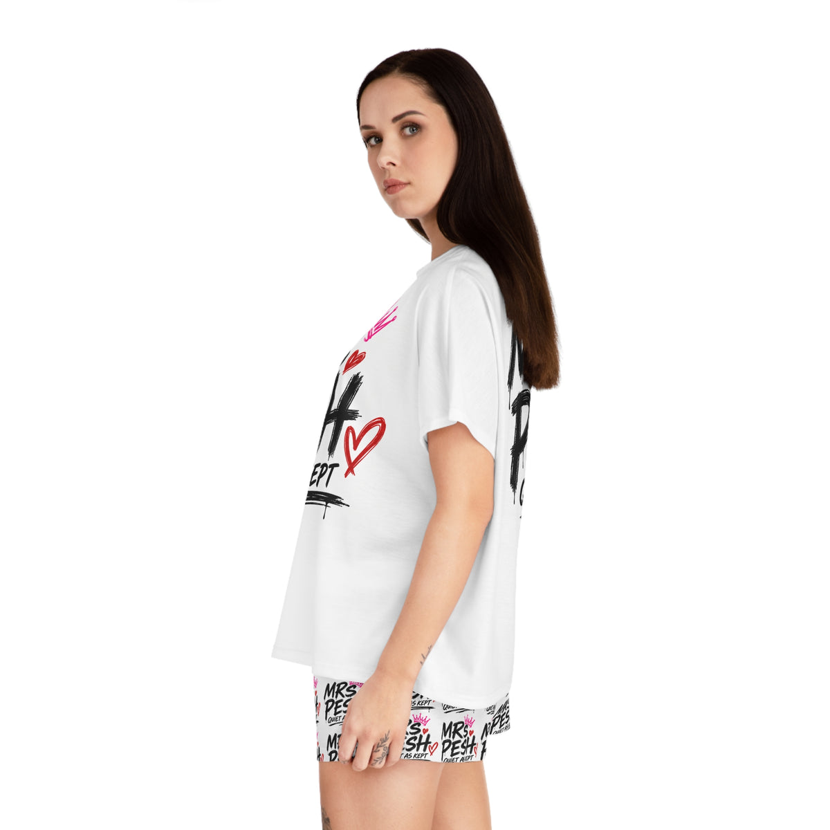 Mrs. Pesh Women's Pajama Set - 'Mrs Pesh Quiet As Kept' Short Sleep Top & Printed Shorts