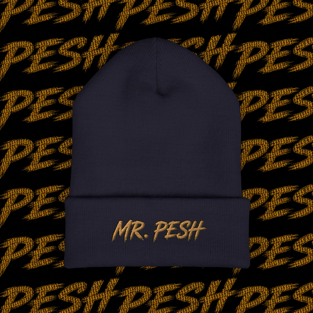 Embroidered 'MR. PESH' Cuffed Beanie